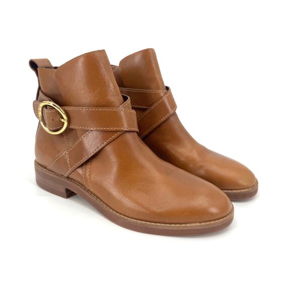 See by Chloe Women's EU 37.5 Tan Brown Lyna Ankle Harness Boots Leather - Picture 1 of 13